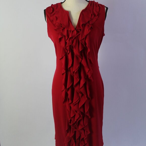 Women's Calvin Klein Red Cocktail Dress Size Large - Picture 1 of 10
